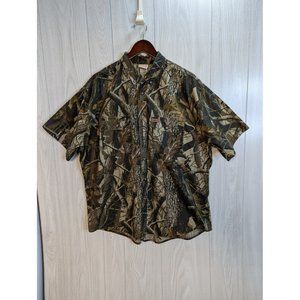 Vintage Woolrich Realtree Button Down Shirt Size XL Camo Short Sleeve